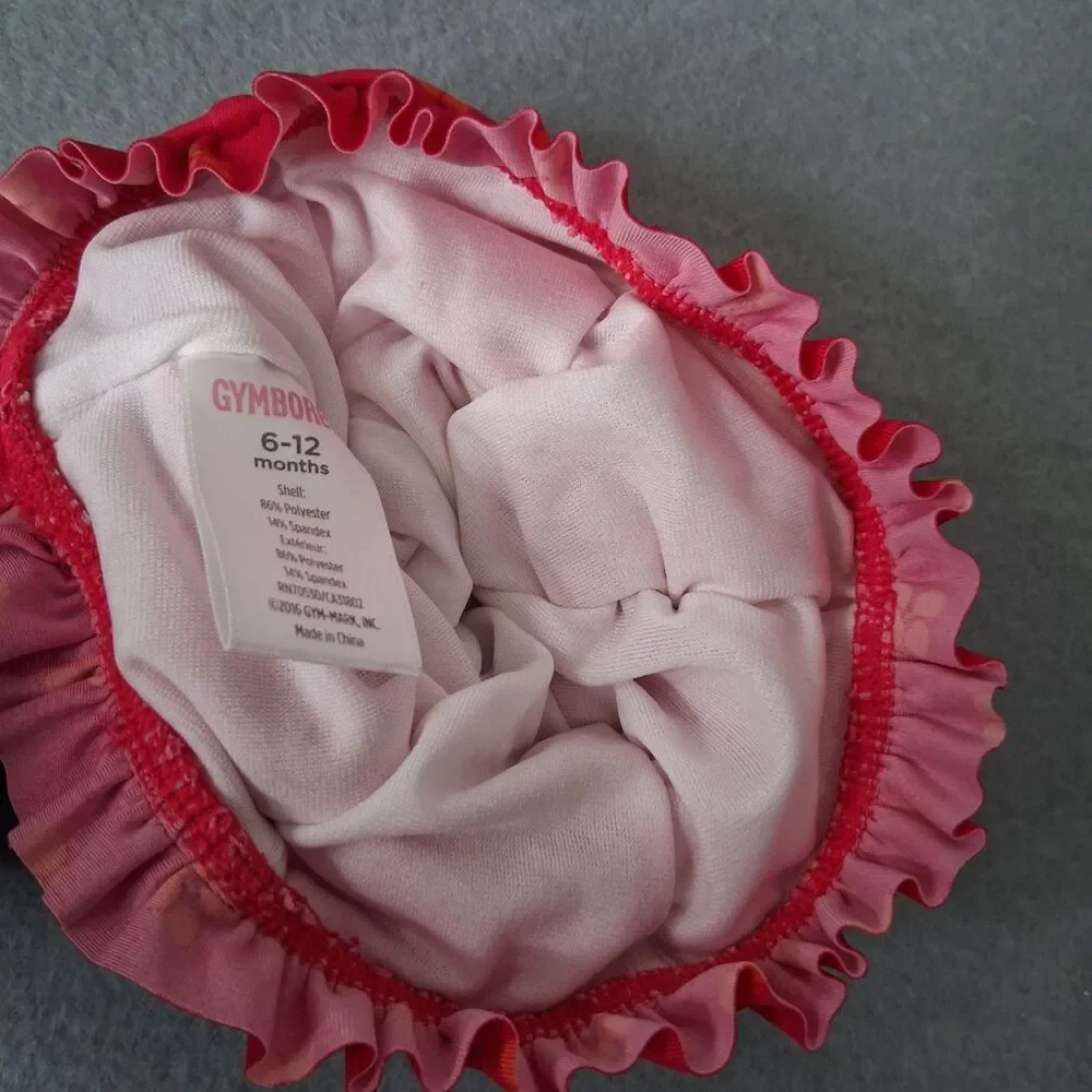 Carters Baby Girl Swimsuit Size 3m Ruffles One Piece Beach Pool Costume Cap Hat